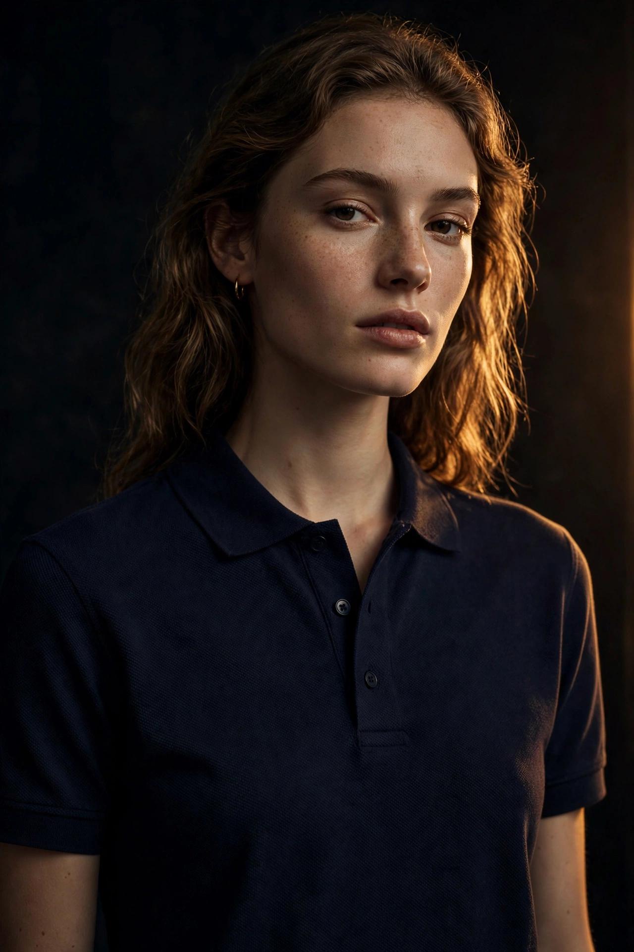 Model wearing the IndigoCraft classic piqué polo shirt in navy