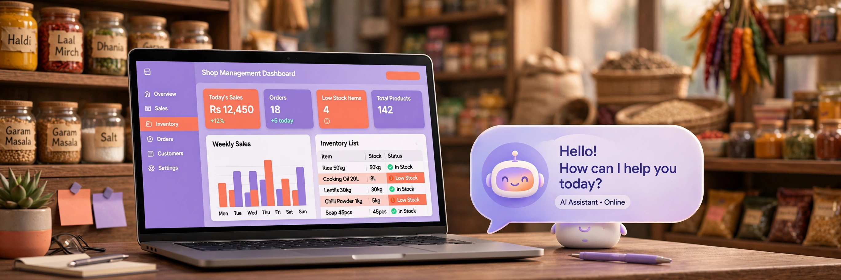 DUKAN DARI AI dashboard on laptop